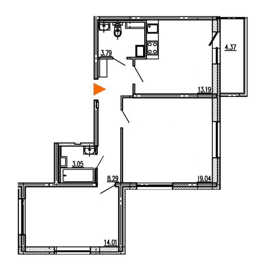 Двухкомнатная квартира в SetlCity: площадь 61.1 м2 , этаж: 1 – купить в Санкт-Петербурге